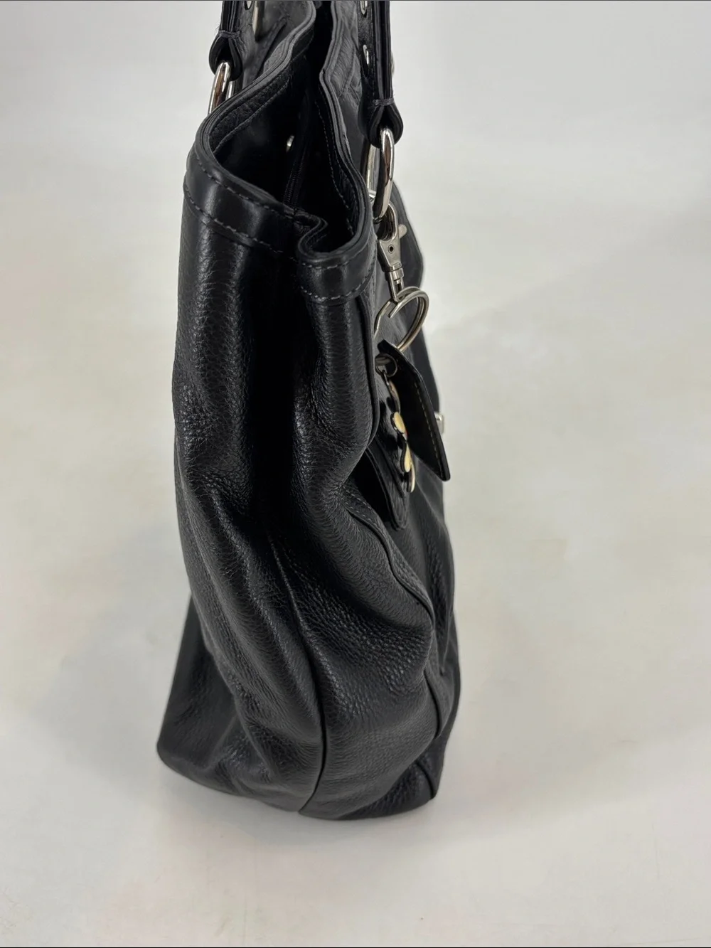 Coach Penelope Black Pebbled Leather‎ Shoulder Tote with Daisy Charm